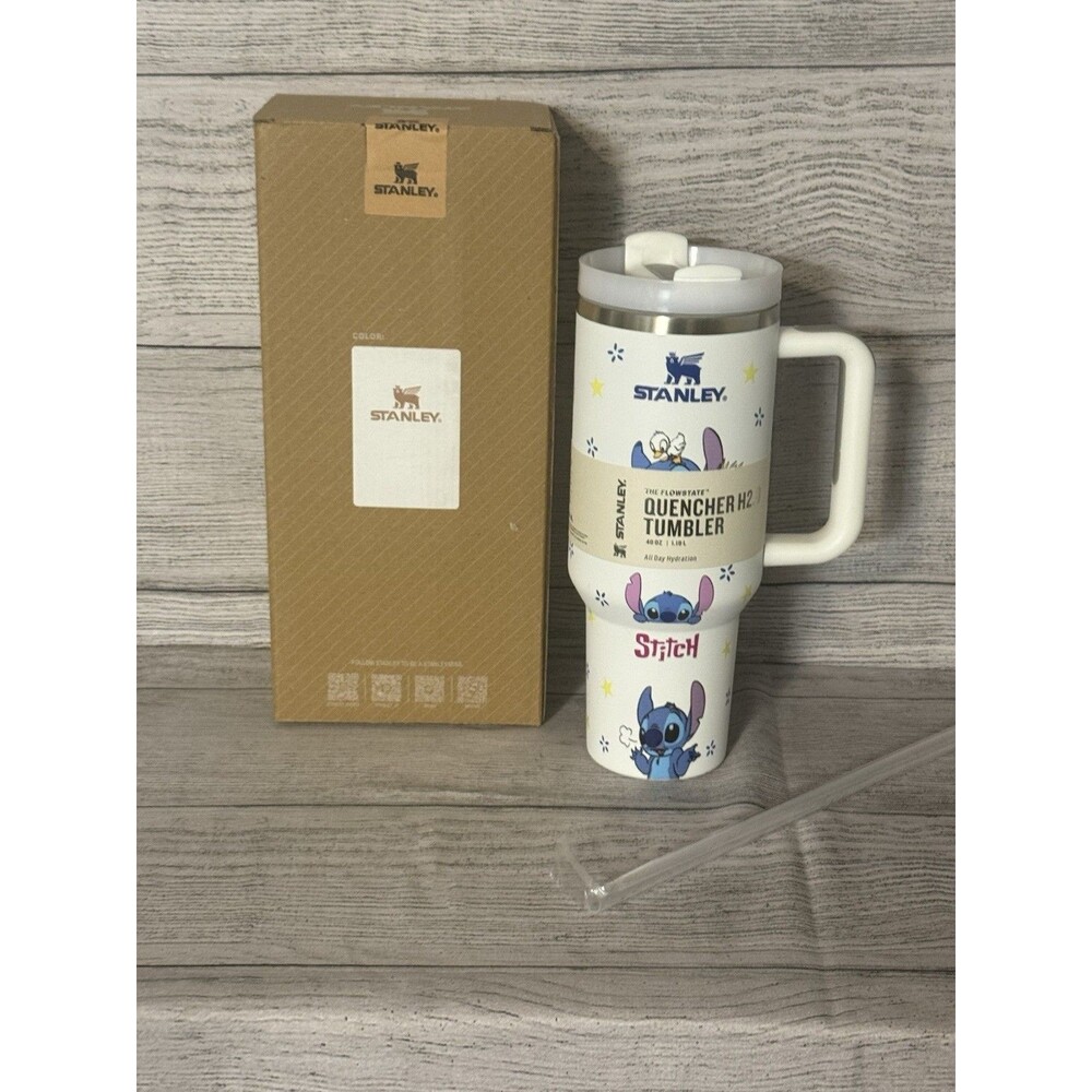 Stanley Quencher H2.0 FlowState 40oz Insulated Tumbler Handle Lid Straw White